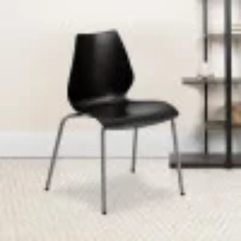 

Flash Furniture 5 Pack HERCULES Series 770 lb. Capacity Black Stack Chair with Lumbar Support and Silver Frame