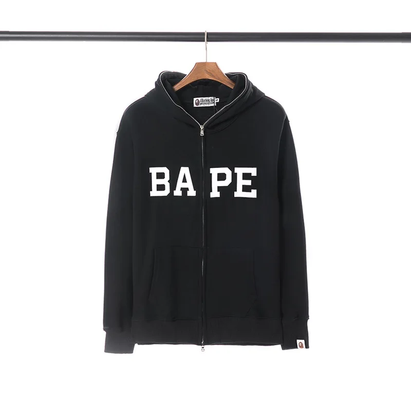 

Bape's New Letter Print Behind The Camouflage Ape Head Logo Terry Jacket Sweater