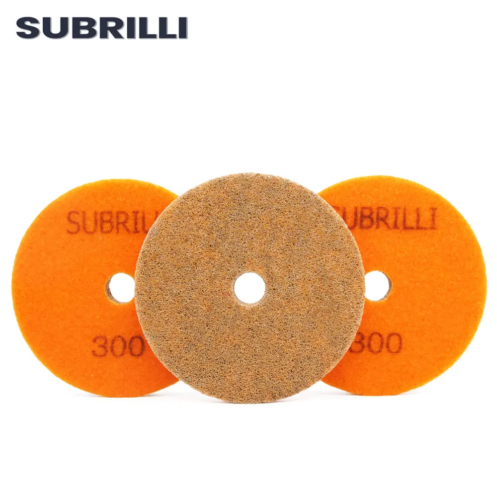 

SUBRILLI 3 шт., 4 дюйма, 100 мм, алмазная губка, полировальные подушечки, мрамор, искусственный камень, терраццо, шлифовальный диск для бетона