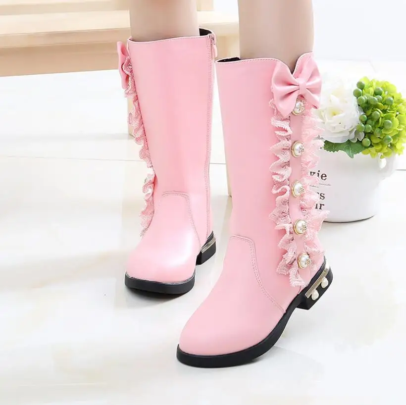 

Girls High Boots Children Snow Boots Student Princess Knee Length Martin Boots Kids Waterproof Non-slip Winter Sport Shoes