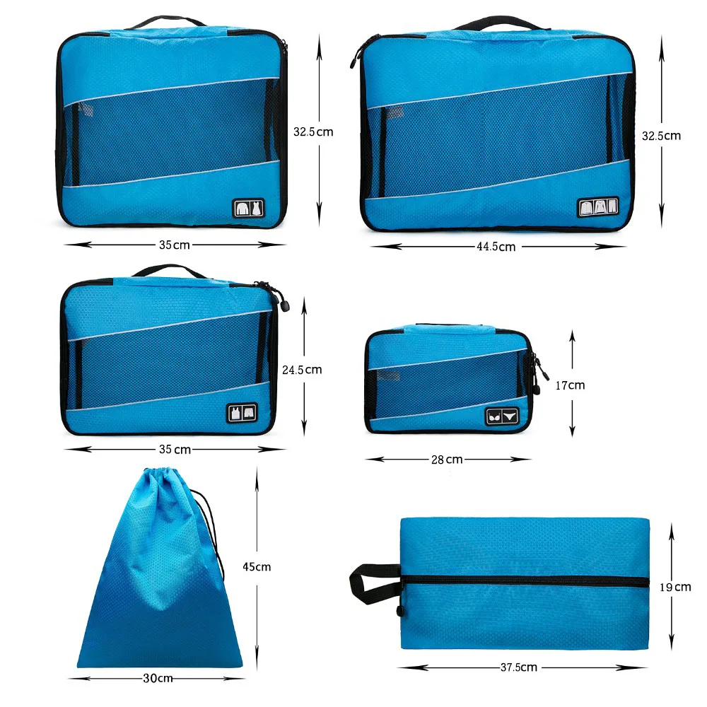 6 Piece Set Waterproof Travel Storage Bag Portable Luggage Organizer Clothes Shoe Tidy Pouch Suitcase Packing Storage Cases Pack