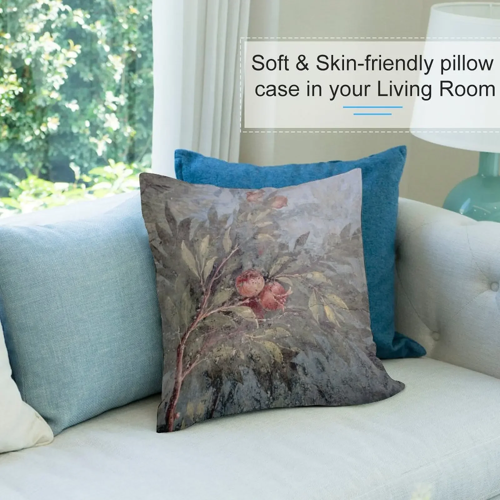 Garden of Livia - Prima Porta гранат и птица Декоративная подушка Мраморный чехол для дивана