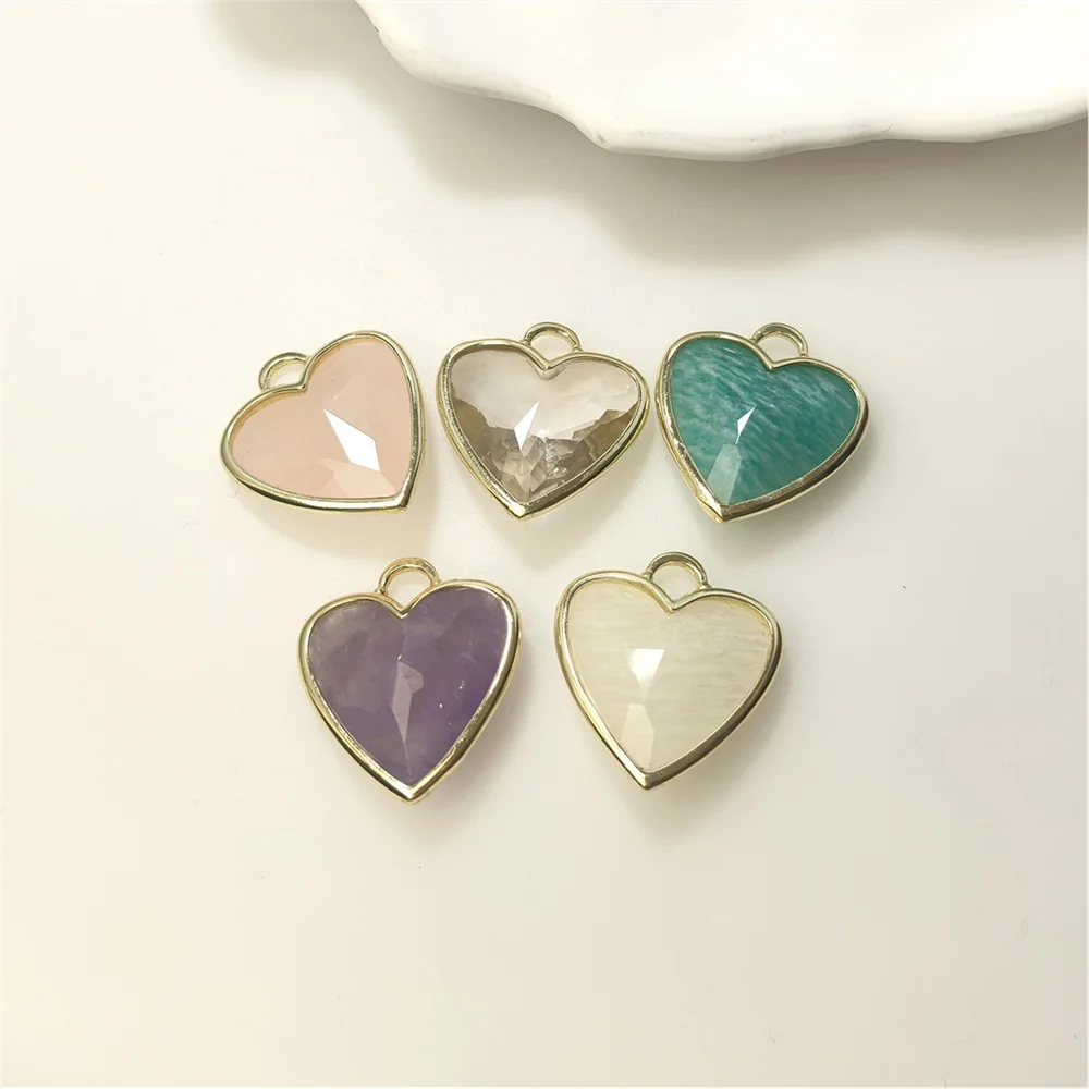 1 шт. кулон из натурального кристалла позолоченный амазонит в форме сердца