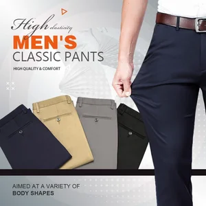 Imported High Stretch Men's Classic Pants Spring Summer Casual Pants High Waist Trousers Business Casual Pant