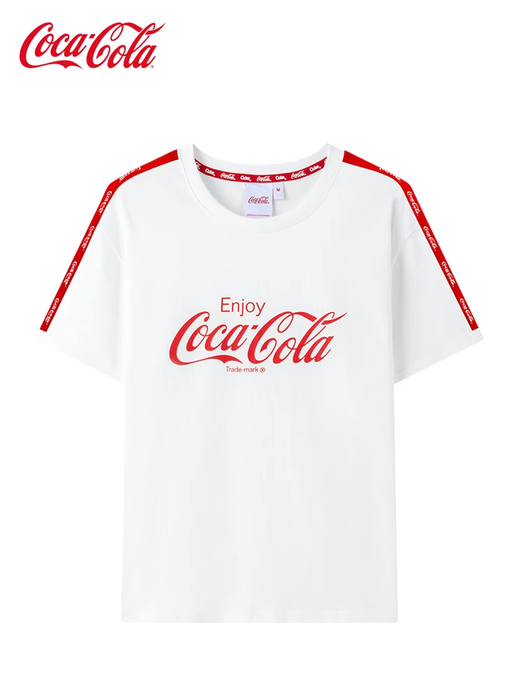 

Официальный Летний Новый Простой базовый брендовый свободный короткий топ Coca-cola coca-cola с коротким рукавом