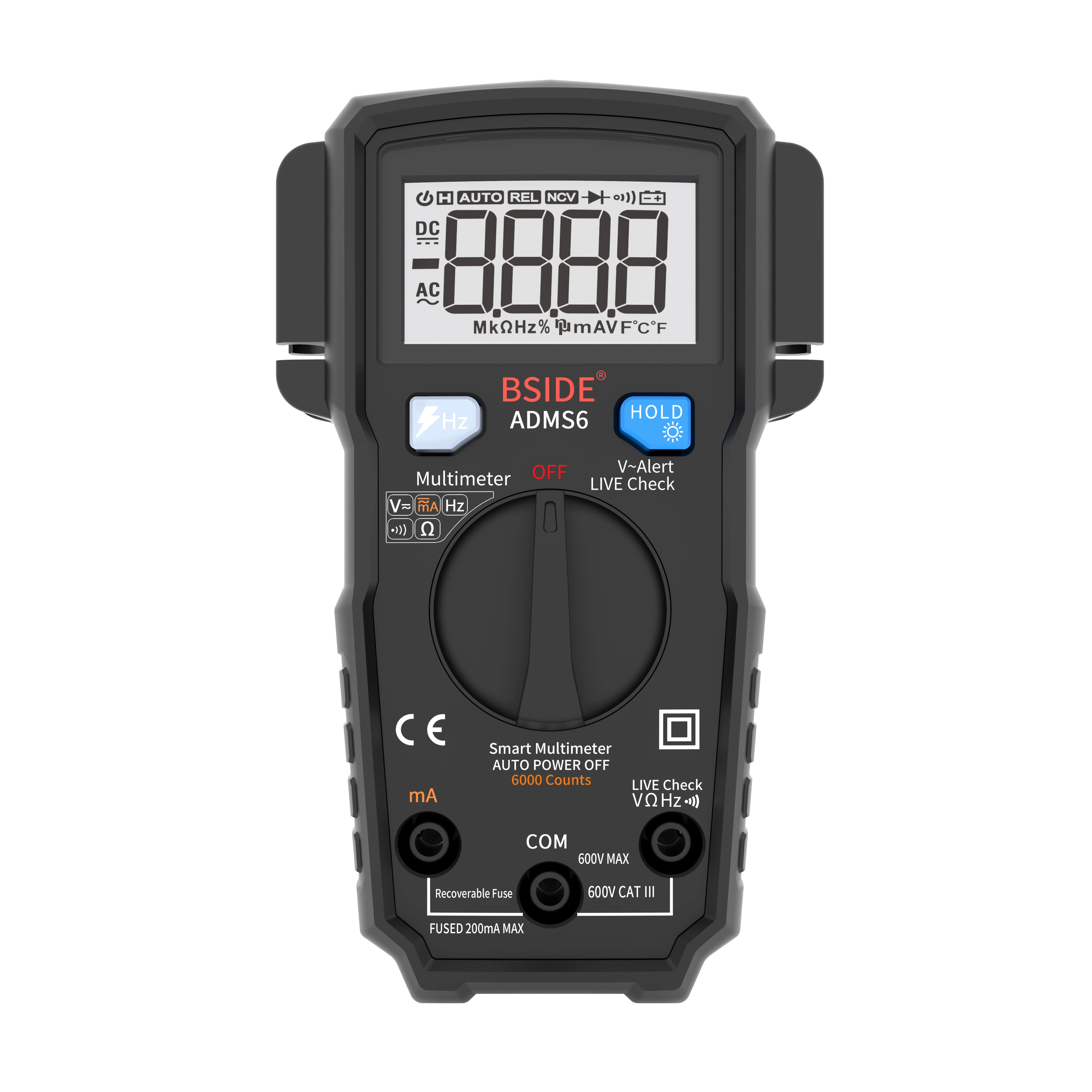 

Portable Digital Multimeter True RMS Ammeter Voltmeter Auto Range Measures Voltage Capacitance Diode Temperature NCV Hz Ohm