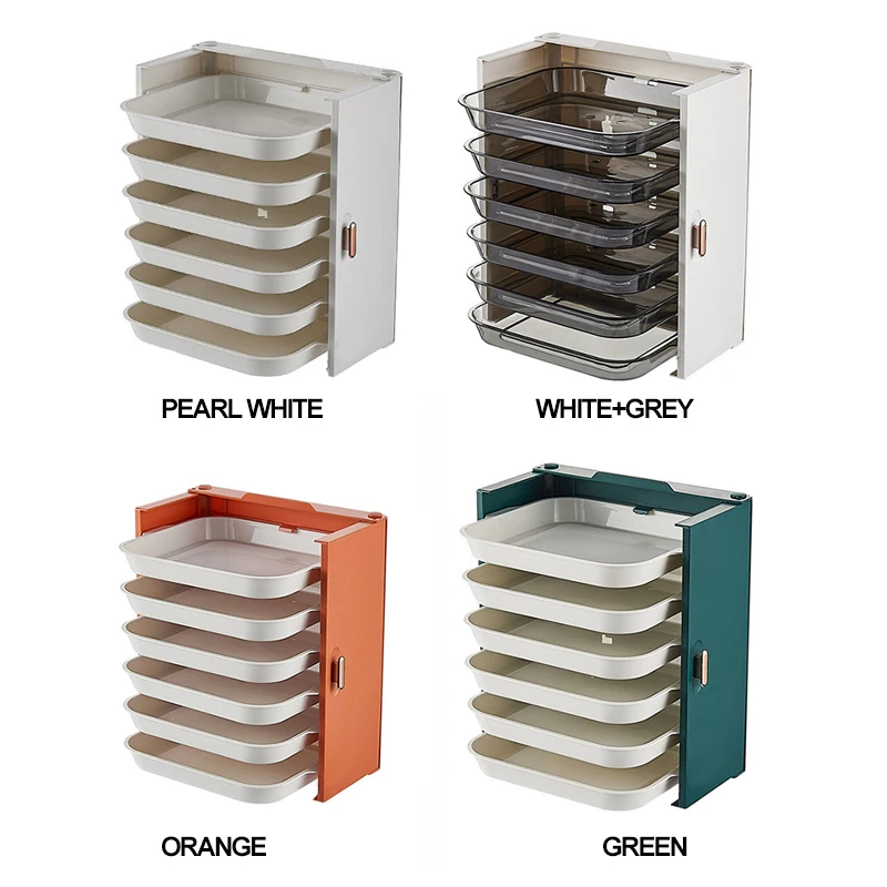 Kitchen Preparation Plate Organizer 6-Layer Cooking Dishes Tray Multi-Functional Wall Mount Racks Storage Box |