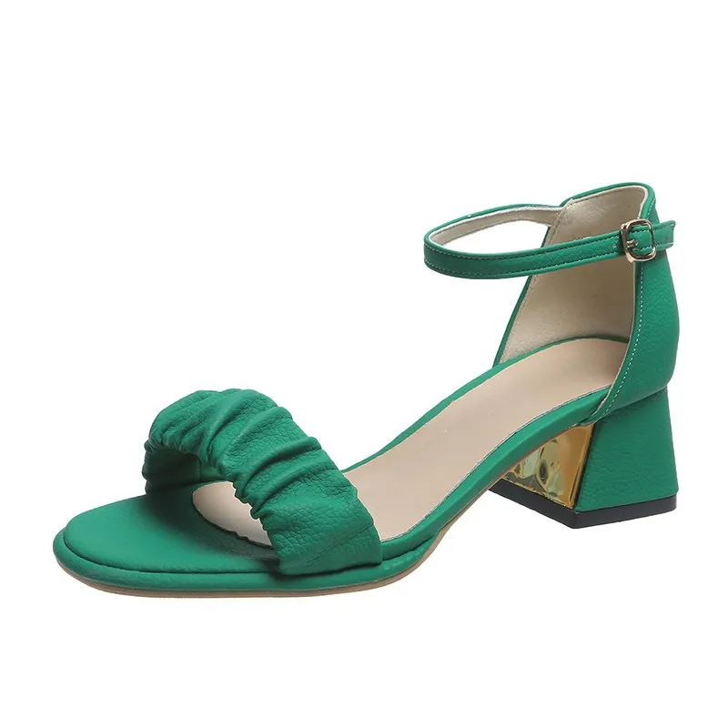 

Сандалии женские из лакированной кожи, босоножки на квадратном каблуке, с пряжкой, без застежки, с открытым носком, Ytmtloy, 1