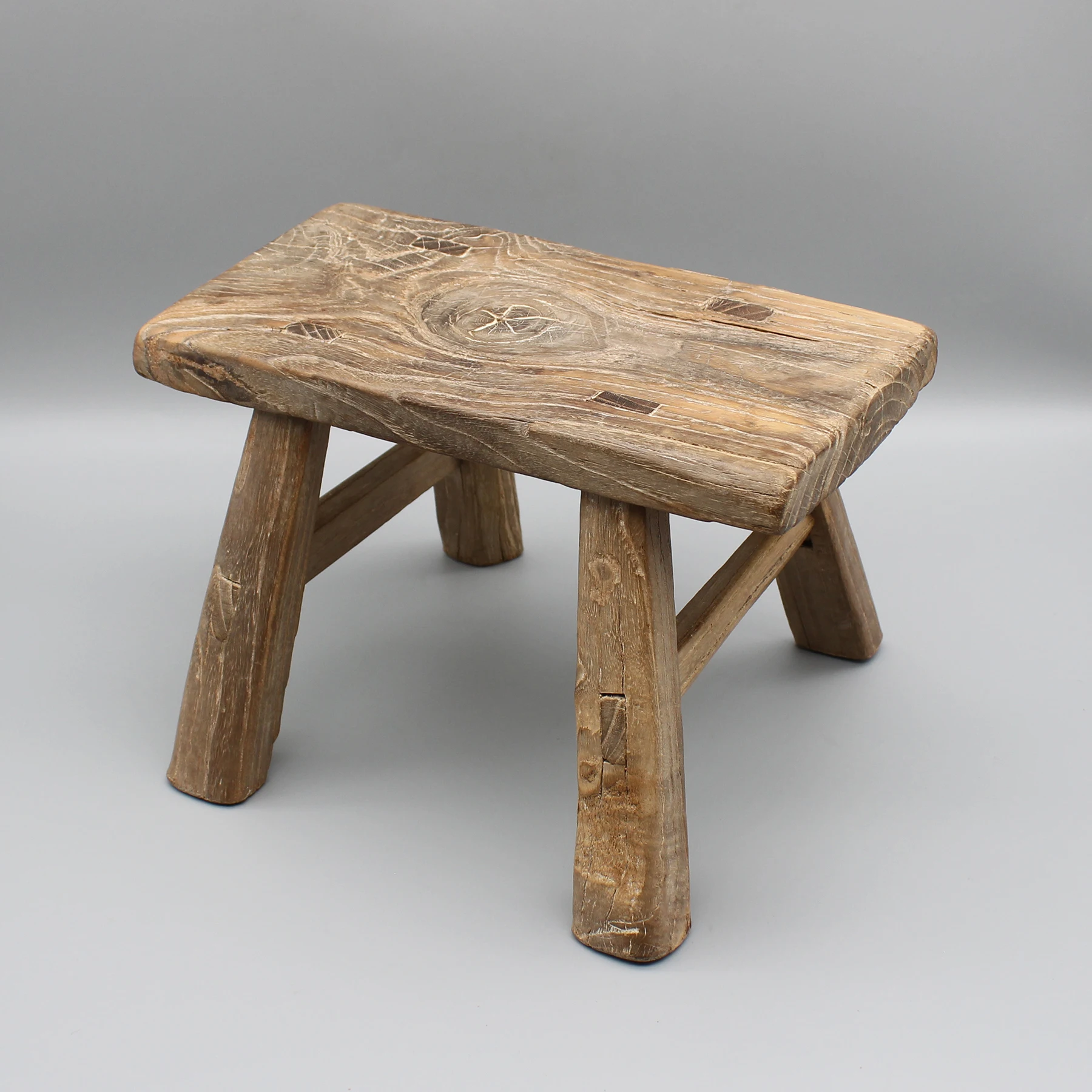 

Old wooden stool, Solid wood, Chinese antique, Mortise and tenon jointed stool