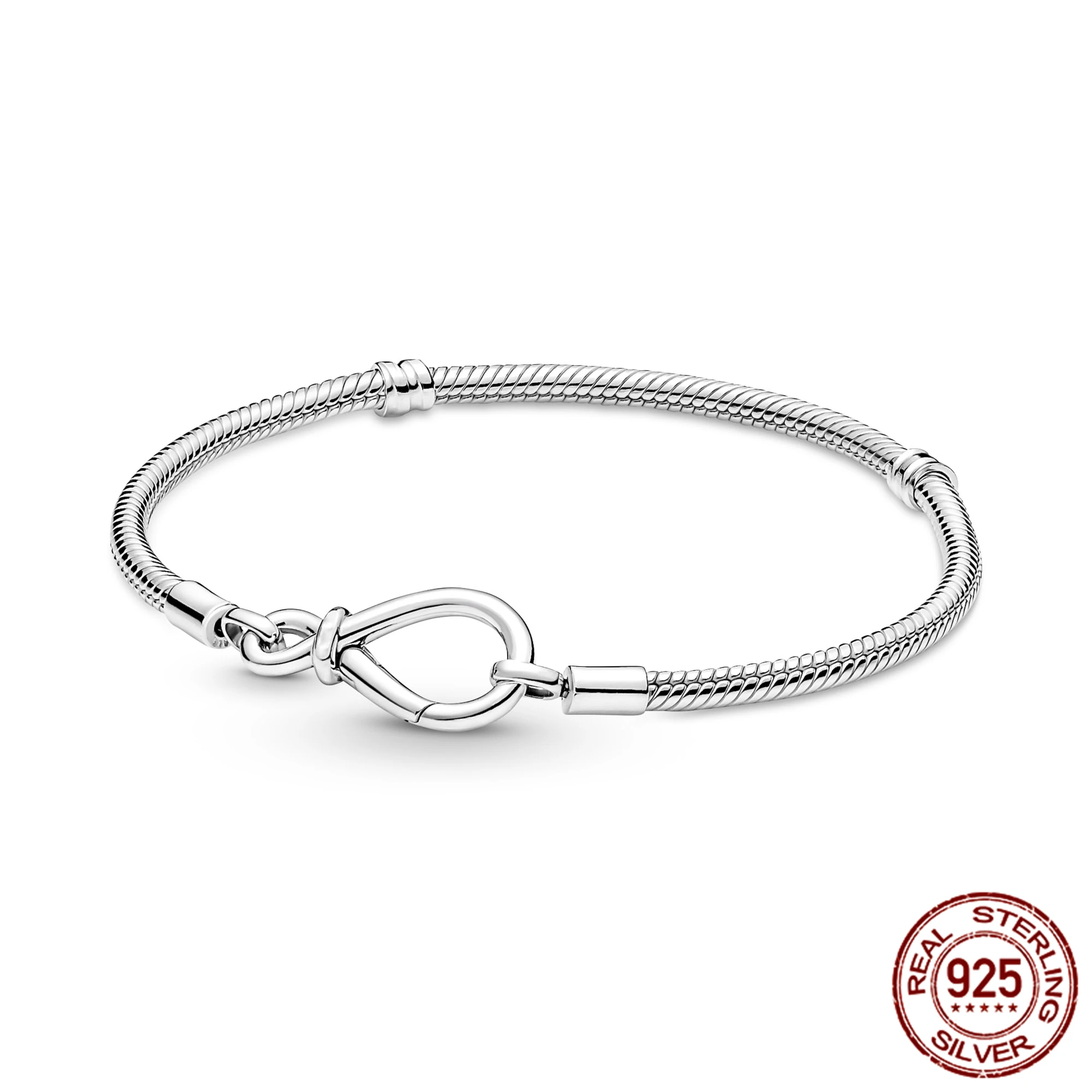 

2022 Fashion Women Bracelet 925 Silver Moments Infinity Knot Snake Chain Bracelet Fit Women Bracelet Jewelry Gift Making