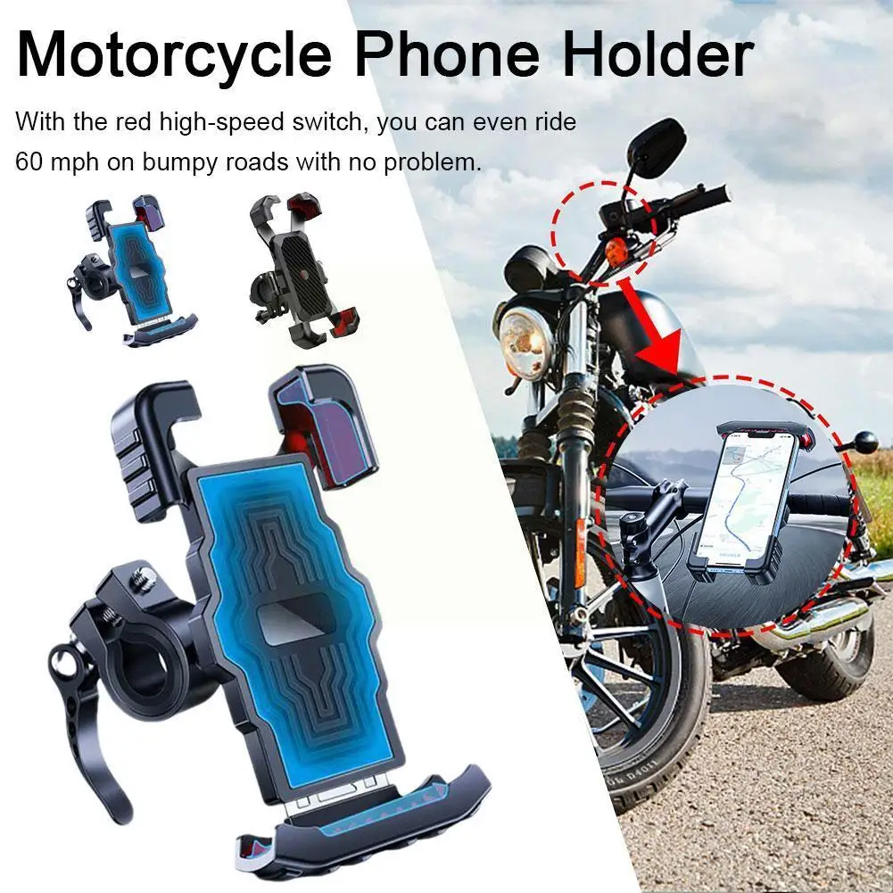 

Motorcycle Bike Phone Holder Mount,15s One-Push Quickly Install,1s Automatically Lock & Release,Widely for phone4.7"-7'' D0M8