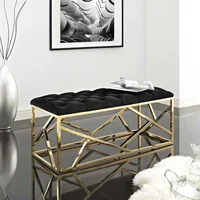 New luxury modern bedroom leather Accent Furniture Bed End Velvet Upholstered Metal Indoor Shoe Bench