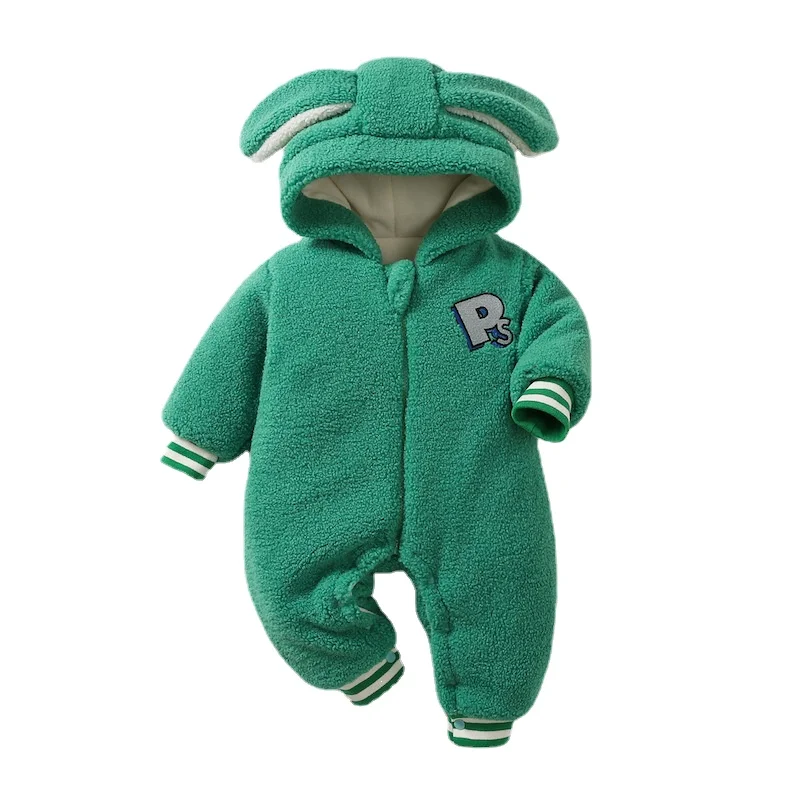 

Baby jumpsuits winter thickened warm velvet in winter Newborn boys girls wear clothes go out to take cotton-padded jacket tide.