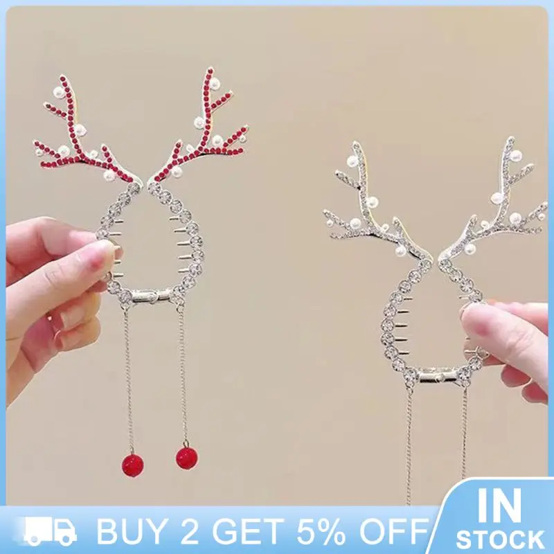 

Рождественская шпилька для волос, детские шпильки для волос ручной работы, универсальная шпилька для волос в Корейском стиле, шпилька для волос с оленьими рогами