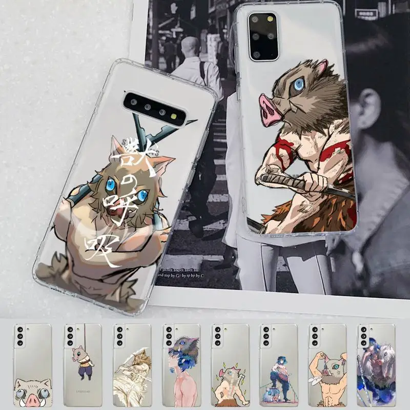 

FHNBLJ Demon Slayer Hashibira Inosuke Phone Case for Samsung S20 S10 lite S21 plus for Redmi Note8 9pro for Huawei P20 Case