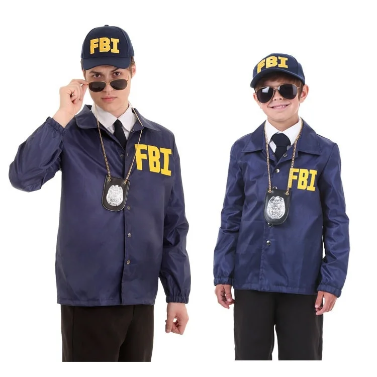 

Halloween Stage Performance Kid Adult Role Play FBI police cosplay parent-child outfit