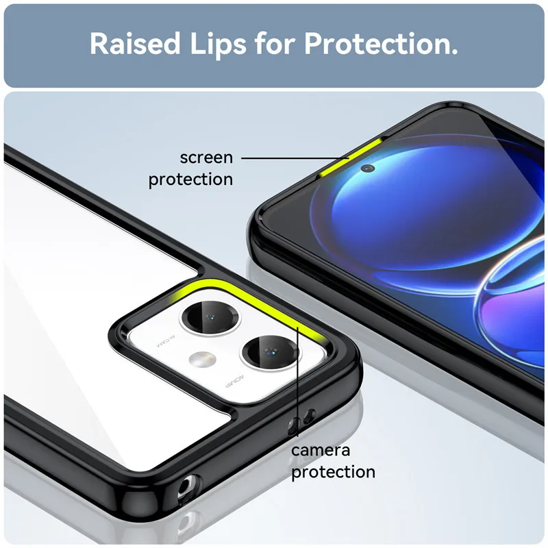 For Redmi Note 12 5G Case For Note 12 Cover Colorful Soft Edge Silicone Transparent Shockproof Bumper For Redmi Note 12 Pro Plus