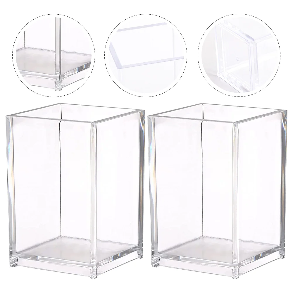 

2Pcs Organizer Holder Name Cards Holder Storage Pot (Transparent)