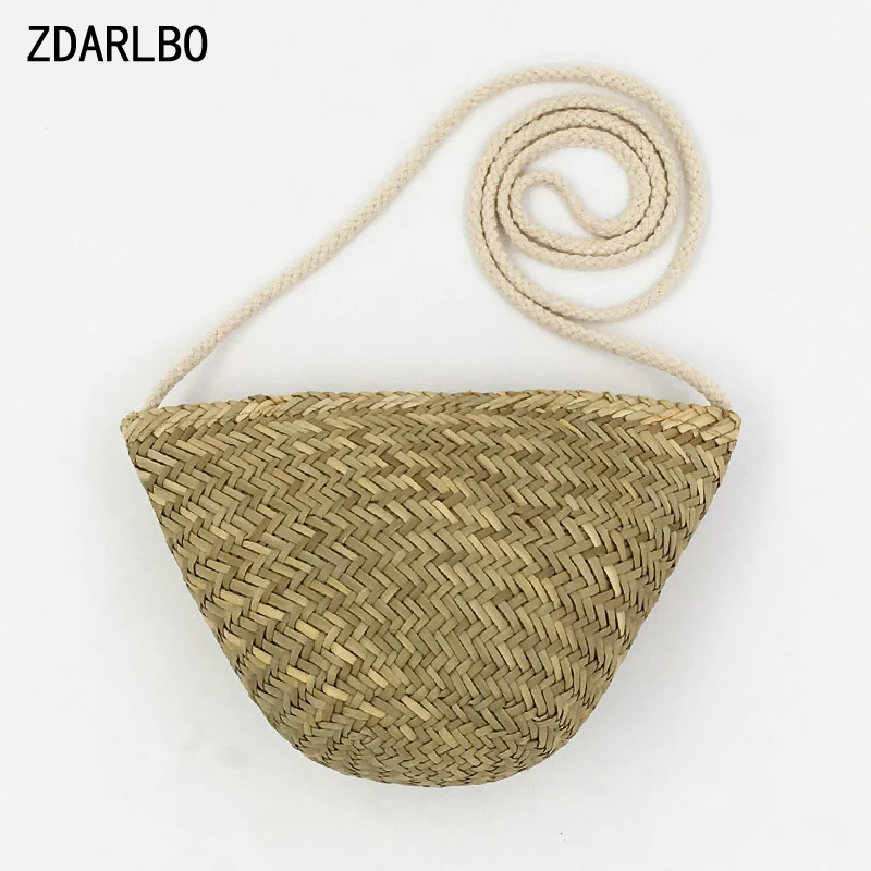

Natural Straw Bag Bohemian Summer Beach Woven Bags Women's Shoulder Crossbody Bags Rattan Knitted Female Handbag Small Shell Bag