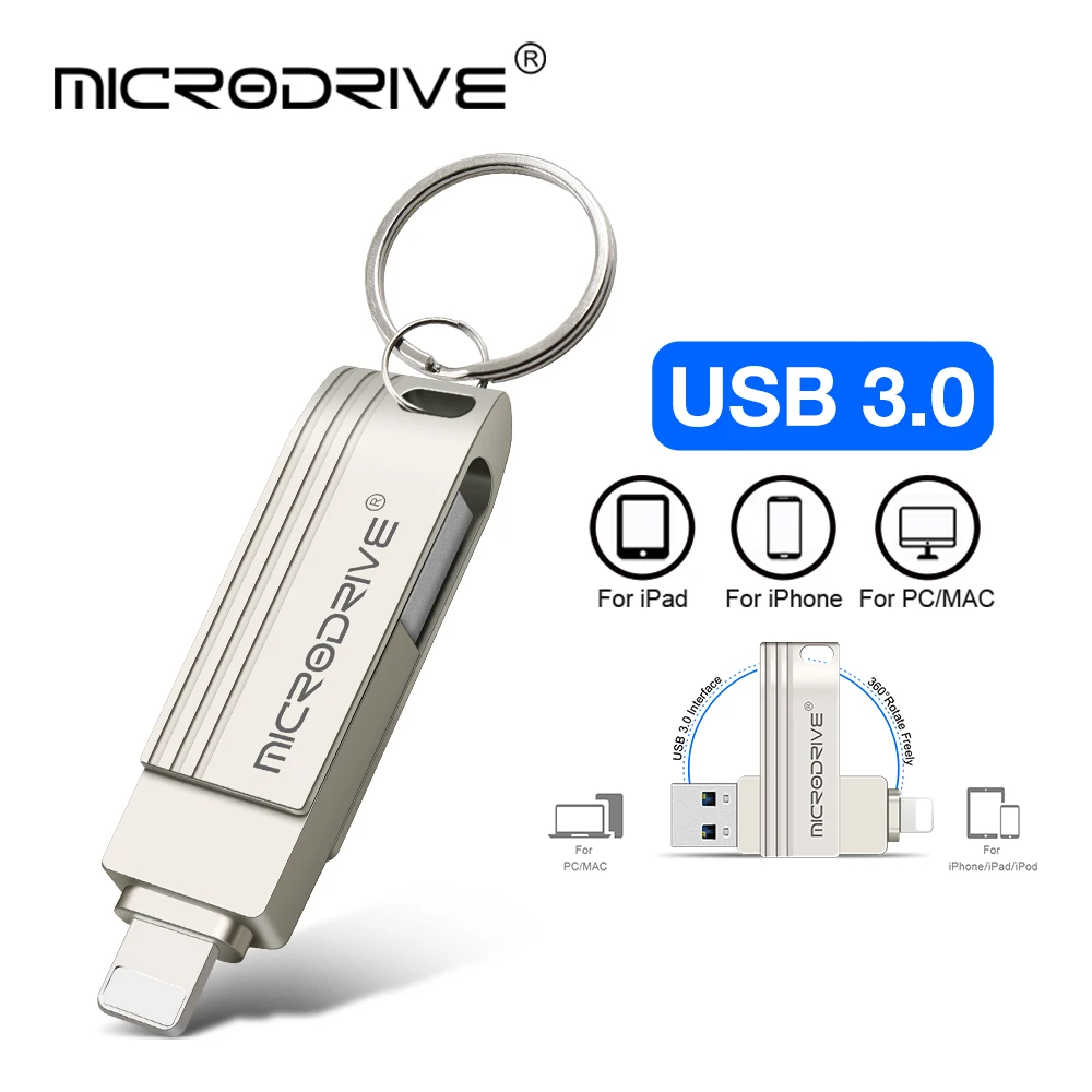 

2 in 1 USB 3.0 Flash Drive for iPhone lightning interface 3.0 pendrive for Iphone7/8/9/11/12/13/14 etc 64/128/256/512GB for Ipad