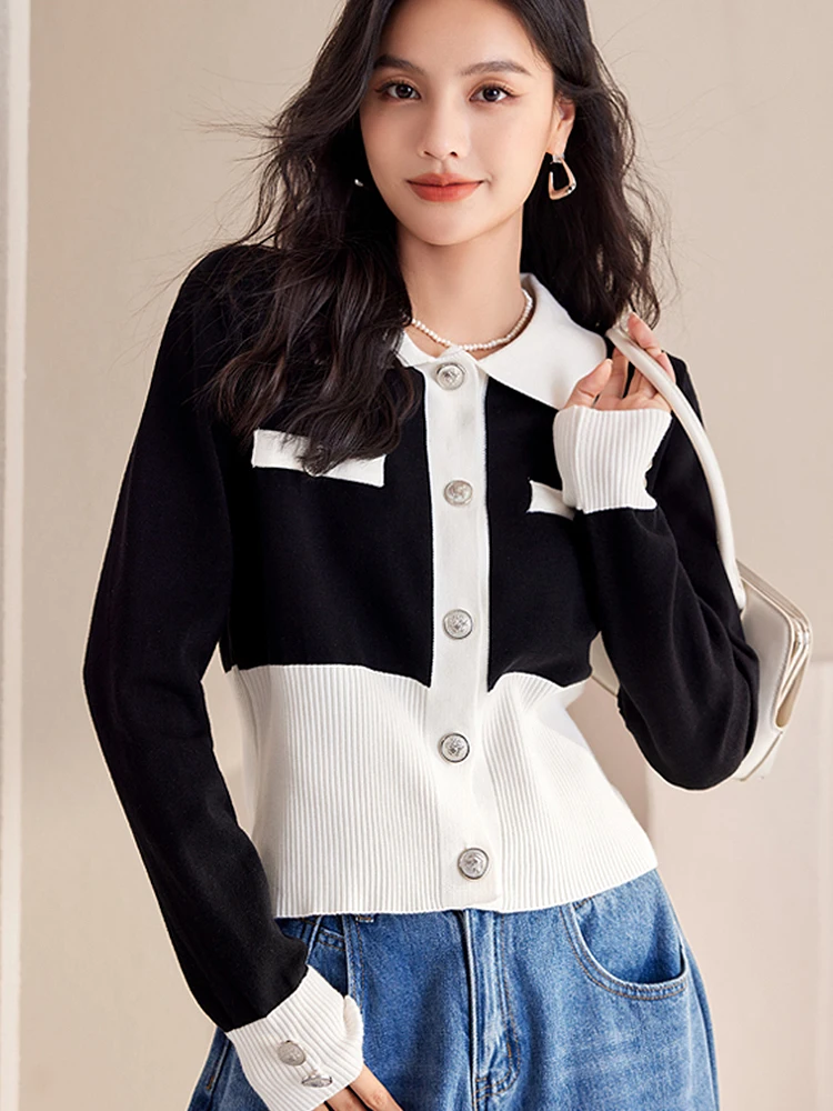 

BOBOKATEER Sueters De Mujer Moda Patchwork Knit Cardigan Sweater Women Winter Clothes Lapel Single Breasted Casual Cardigans