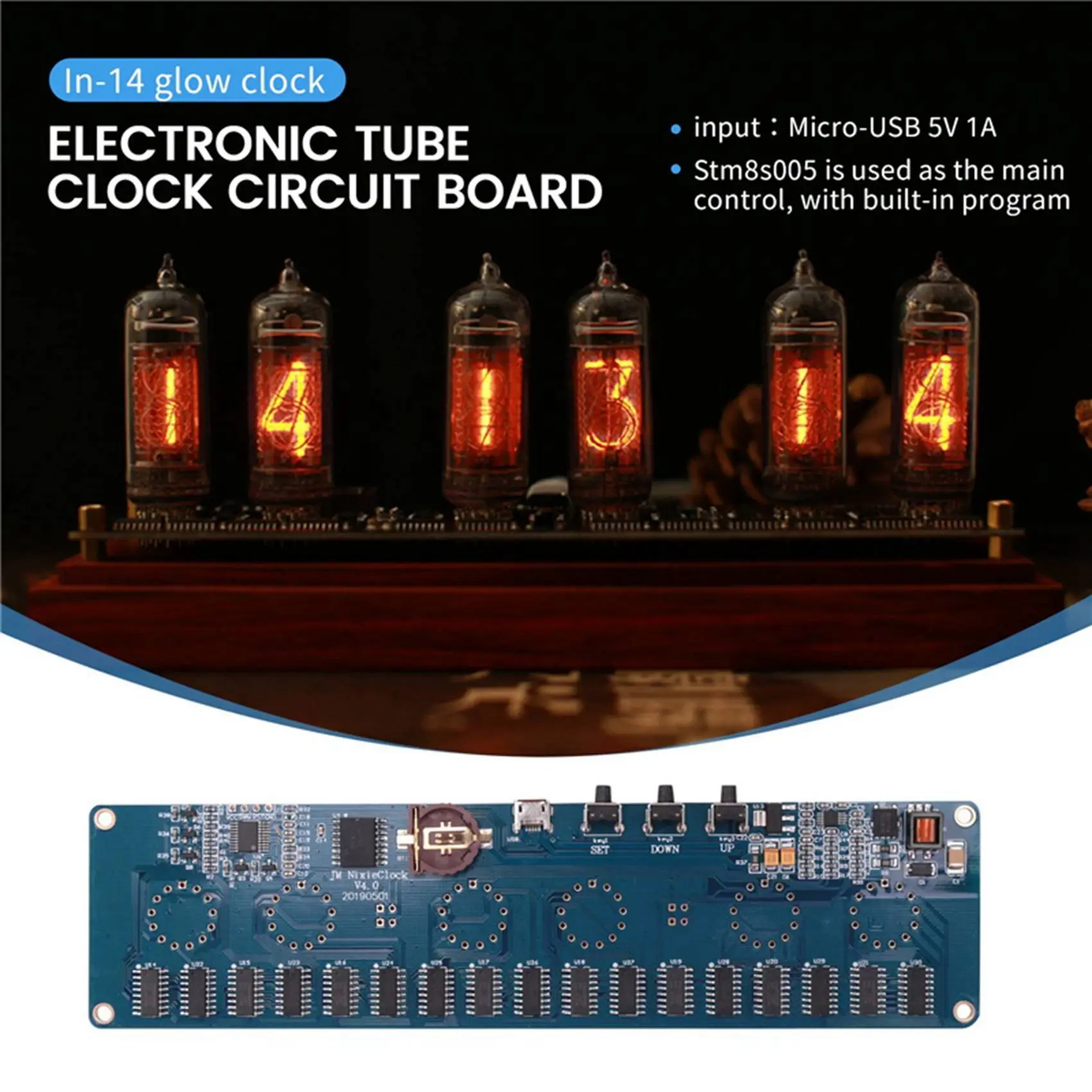 DIY In14 In4 Nixie Tube Clock Цифровые светодиодные часы Подарочный комплект печатной платы