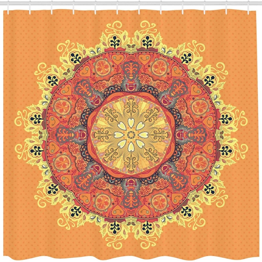 Занавеска для душа с рисунком мандалы украшение ванной из ткани в горошек