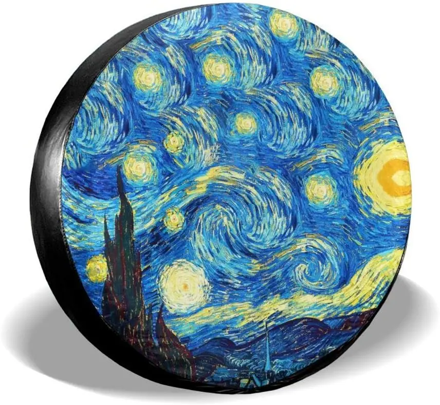

Spare Tire Cover The Starry Night Van Gogh Universal Waterproof Wheel Cover for RV SUV Trailer Tire Diameters14 15 16 17 Inch