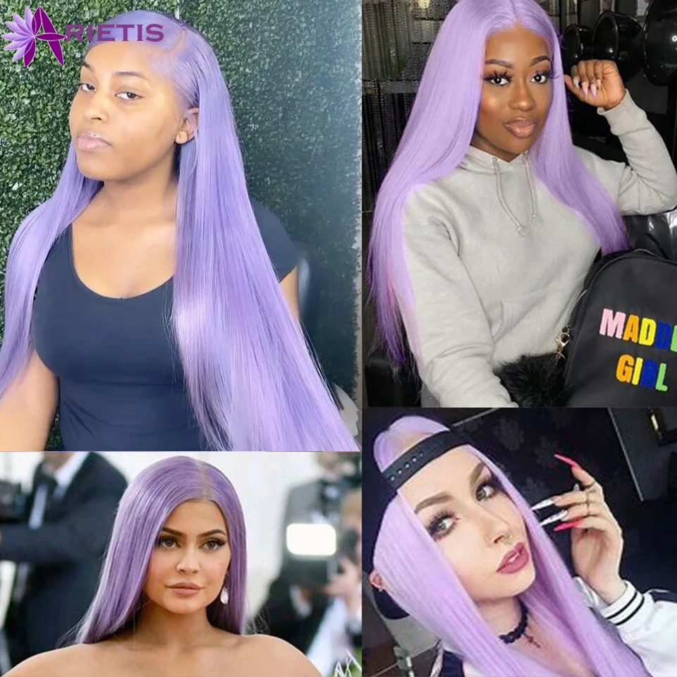 Парики из человеческих волос пурпурного цвета плотность 180% прямые волосы HD