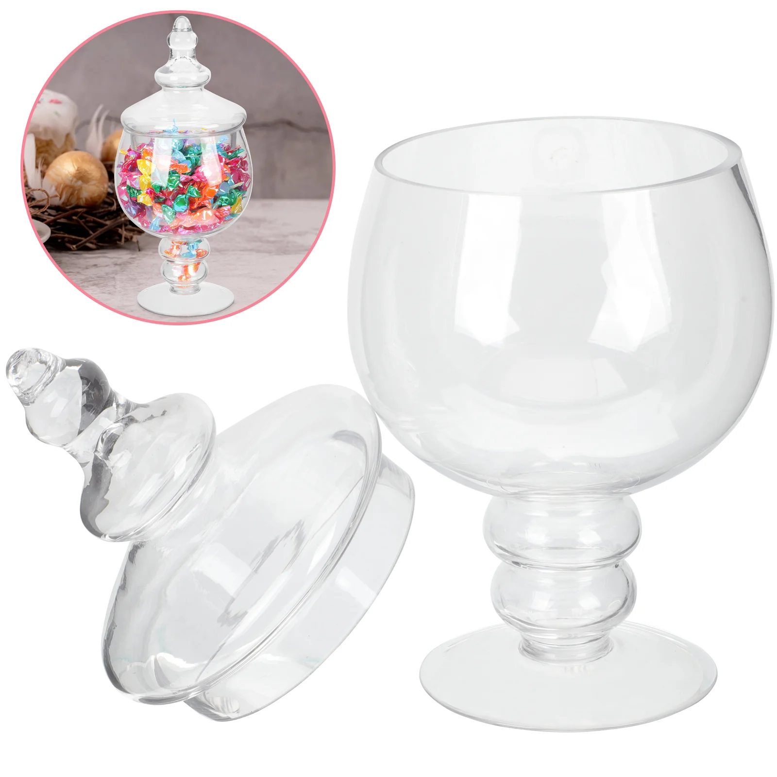 

Candy Jar with Lid Glass Candy Jar Clear Cookie Jar with Lid Glass Candy Bowl