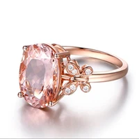creative morganite glass filled rings for women exquisite oval glass filled butterfly rings wedding engagement party jewelry