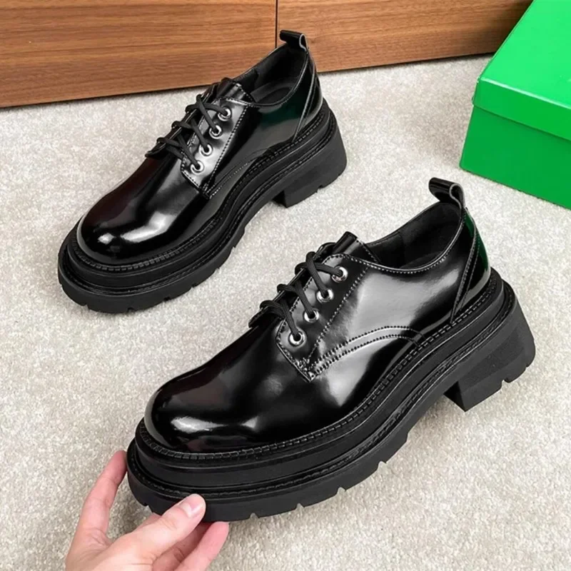 Туфли дерби мужские из натуральной кожи роскошные деловые туфли на толстой