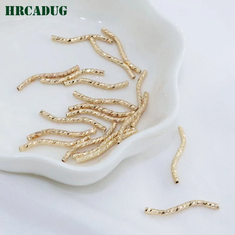 DIY Accessories S Shape Curved Tube 18K Gold Plated Brass Metal Twisted Tube Beads Connectors For Jewellery Components Findings