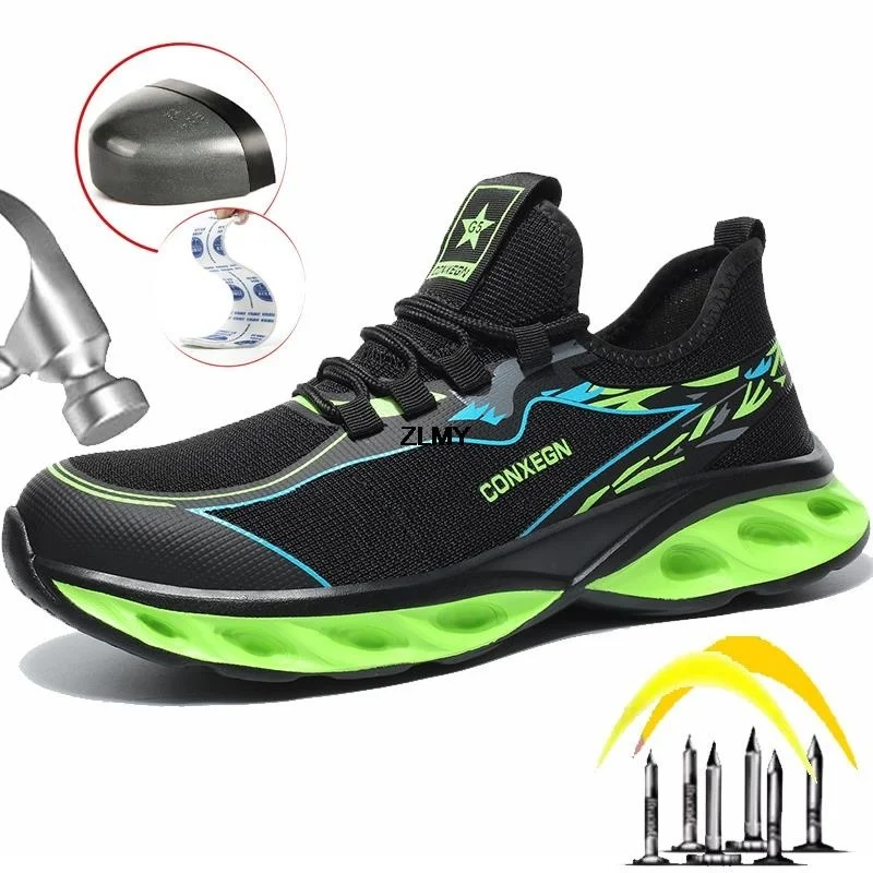 

Fashion Safety Shoes for Men Steel Toe Sneaker Puncture Proof Industrial Work Shoes Man Breathable Work Safety Boots Men's Boots