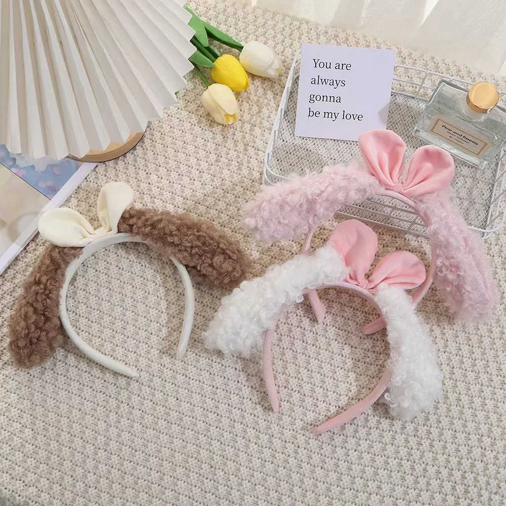 

Bunny Ear Headband For Women Plush Rabbit Ear Hairband Sweet Bowknot Head Bands Girls' Cute Cosplay Party Hair Accessories