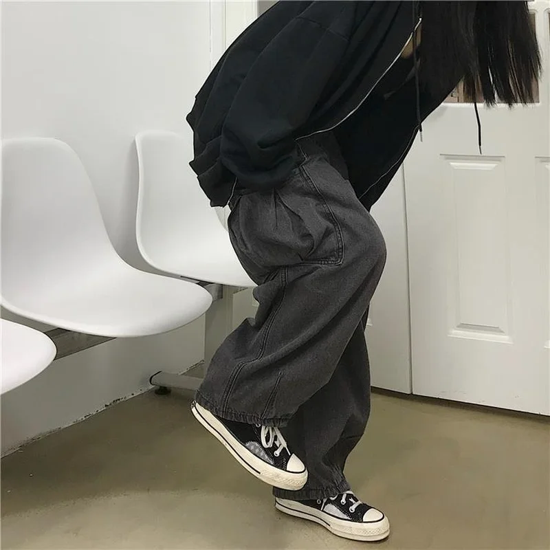 Emo Women Korean Fashion Alt Grunge Streetwear Techwear Baggy Jeans Oversized Pocket Cargo Denim Pants Hip Hop Wide Leg Trousers