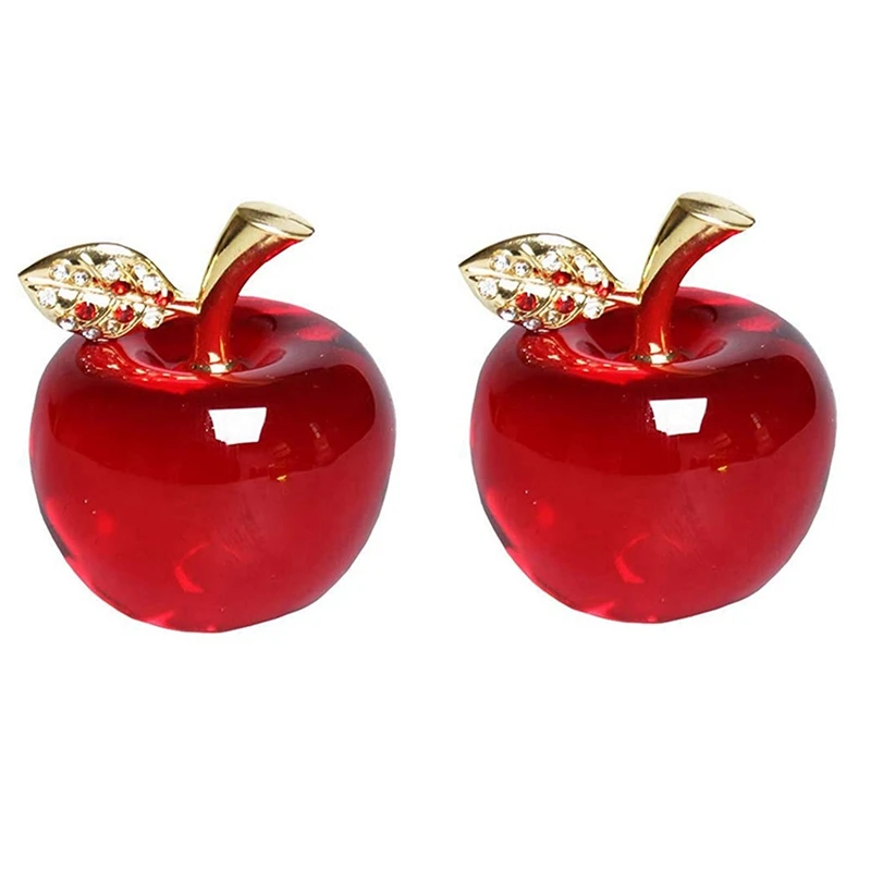 

2X рождественские хрустальные яблочные стеклянные поделки, украшения для дома, украшения для автомобиля, хрустальные поделки, миниатюрные сувенирные подарки