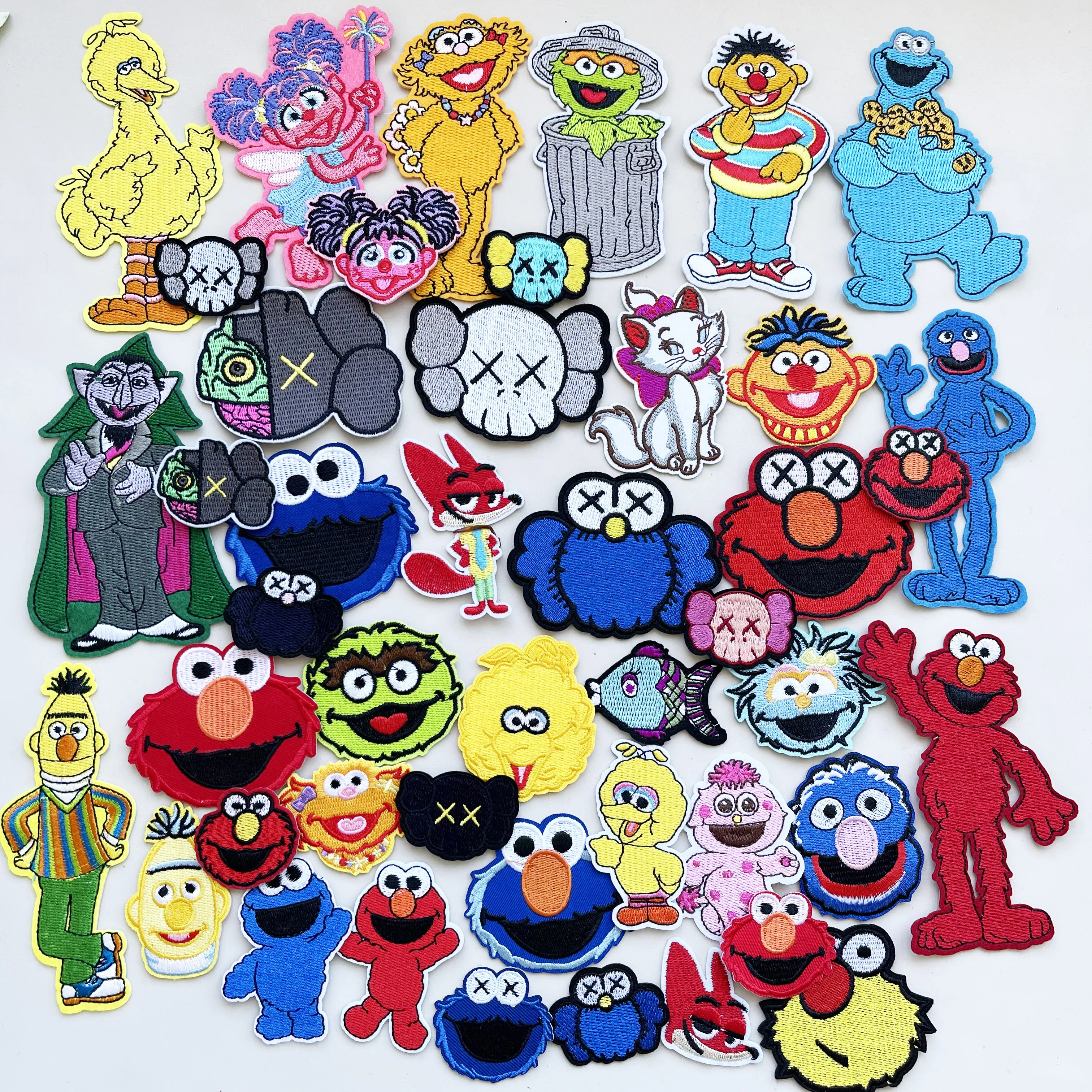 Мультяшные вышитые нашивки лиса птица рыба