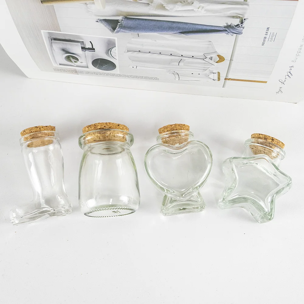 40ml 50 ml 60ml 80ml 100ml Clear Jewelry Ornaments Packing Container Refillable Decoration Crafts Gift Bottle Present Vials 6Pcs