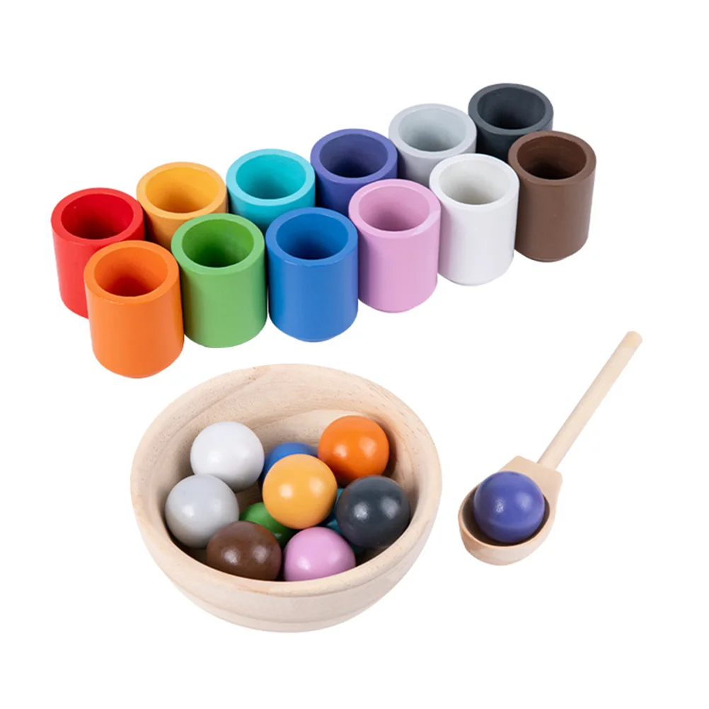 

Bead Toys Wood Ball Matching Color Cup Wooden Educational Intelligence Counting Sorting Plaything