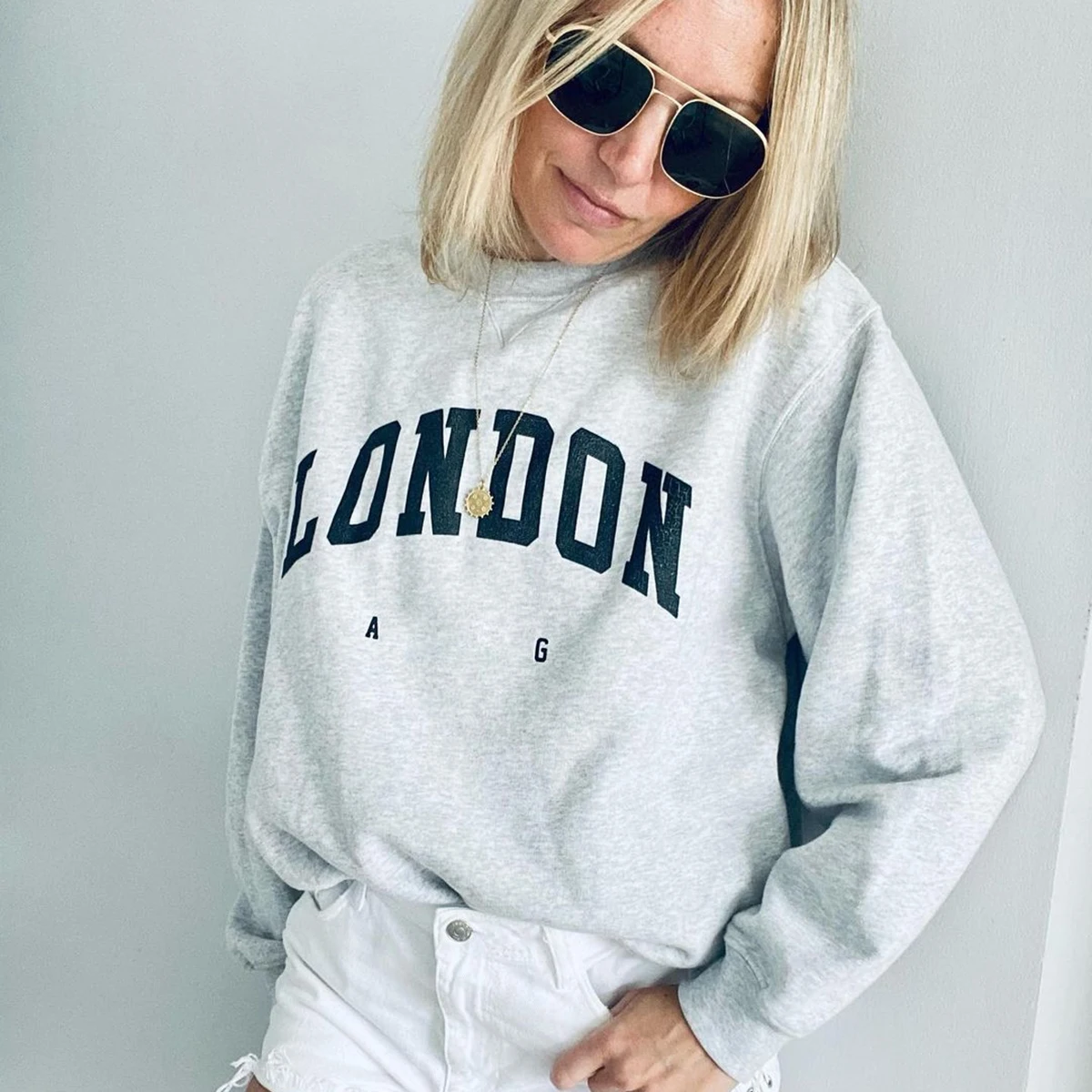 

Letter Graphic Sweatshirts Woman Autumn Winter Long Sleeve Cotton Fleece Cozy Pullover Casual Vintage Gray Sport Hoodie Tops