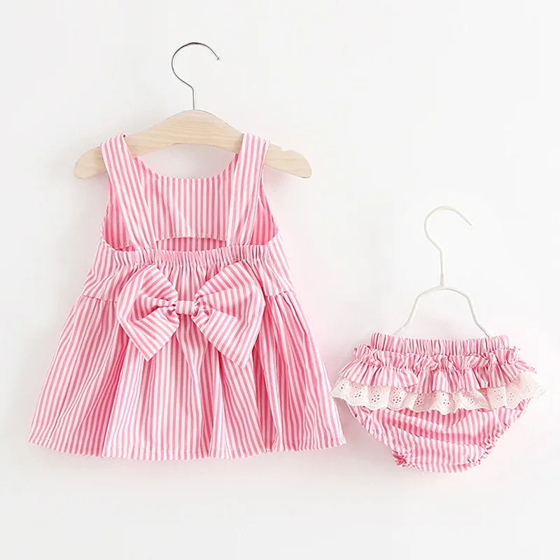 

Summer Girls' Blue Striped Lace Double-layer Dress Flower Girl Dresses Princess Dress for Girls