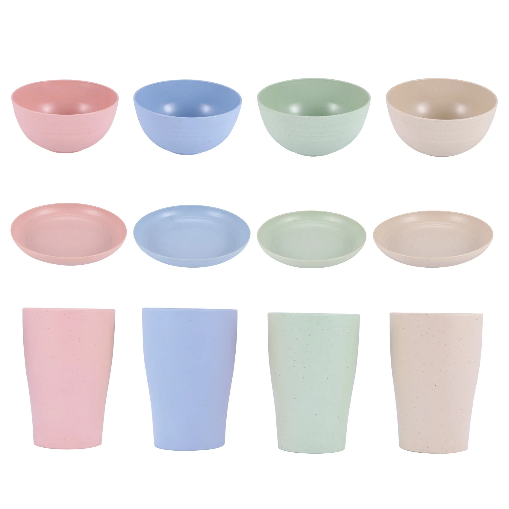 

Wheat Straw Dinnerware Sets,Unbreakable Reusable Lightweight Bowls,Cups,Plates Tableware Kitchen Cutlery Set