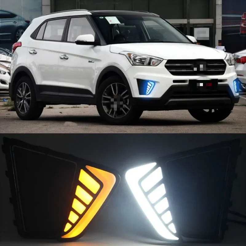 ity 2 sztuki świateł do jazdy dziennej LED DRL Światło przeciwmgielne Osłona światła przeciwmgielnego z przekaźnikiem funkcyjnym Hyundai IX25