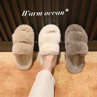 womens shoes sandals plush womens home cotton sole slippers autumn and winter outer wear thick bottom no shedding slippers
