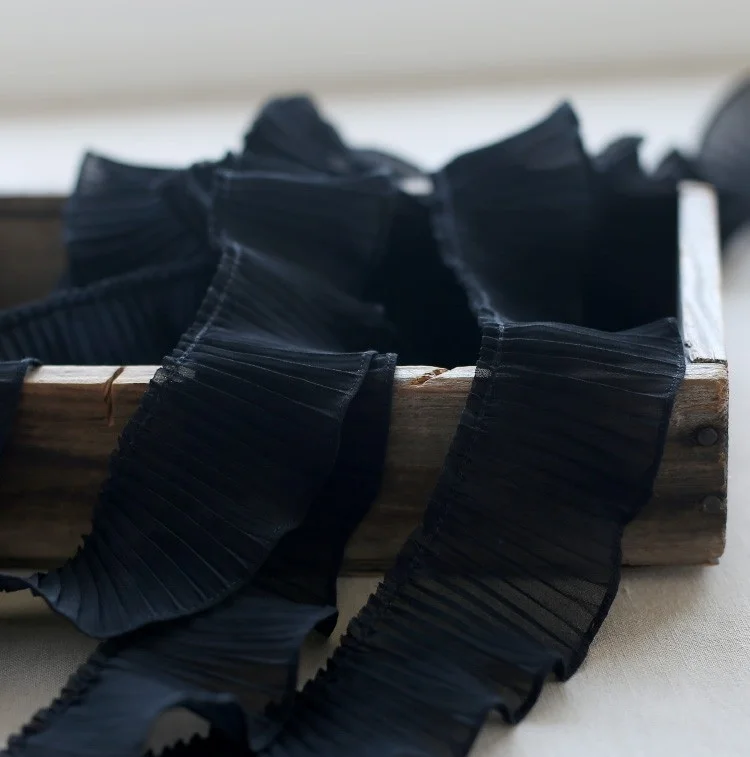 5 см ширина 4 метра/лот белый/розовый шифон с кружевной отделкой плиссированная