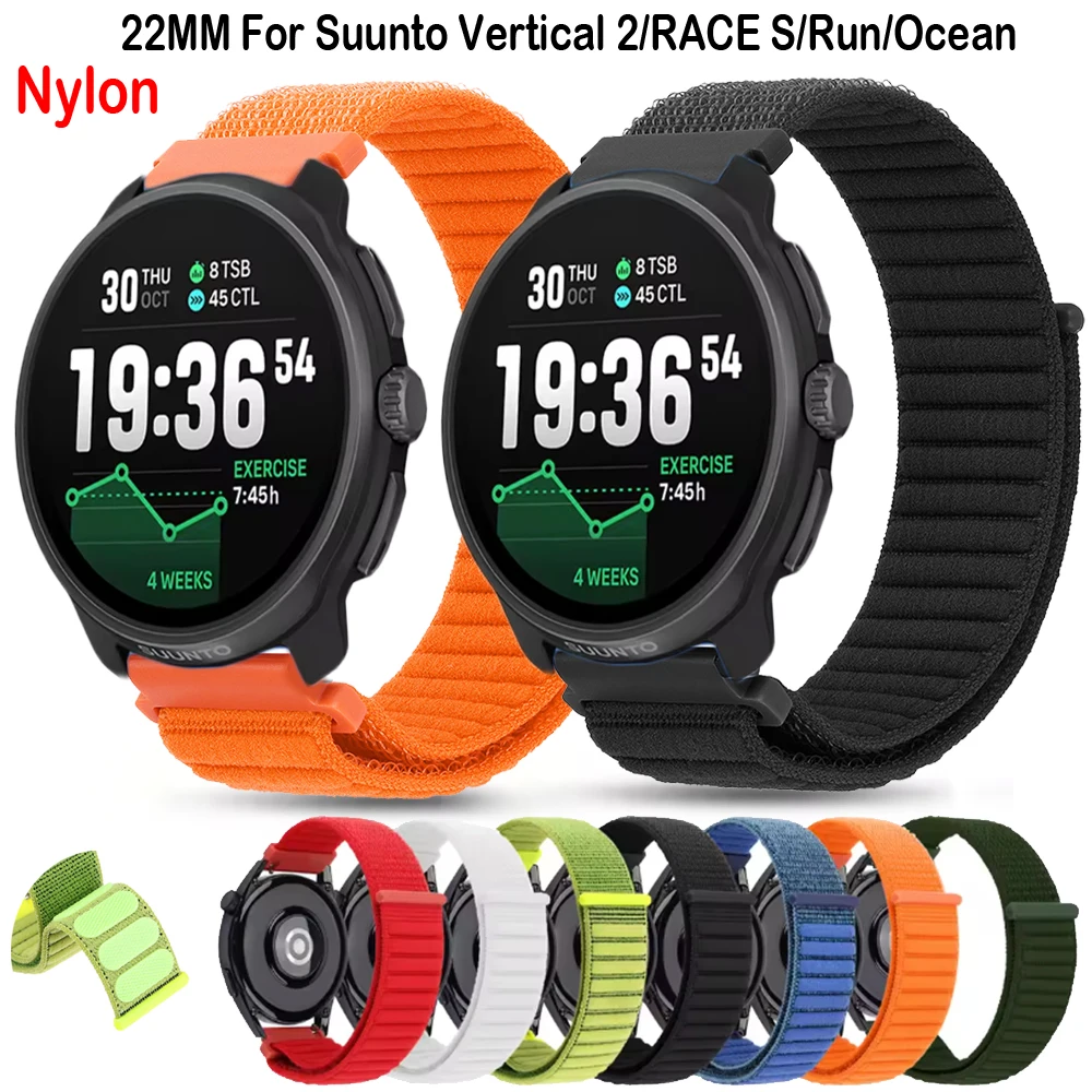 Фото Нейлоновый ремешок 22 мм для Suunto Vertical 2/RACE S/Run/Ocean, сменный, моющийся, супермягкий ремешок для часов Suunto 5 9 Peak Pro Belt №1