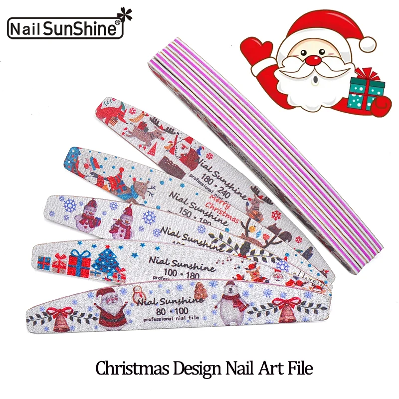 

5 шт./компл. рождественские пилочки для ногтей с сильной наждачной бумагой моющиеся профессиональные маникюрные буферные пилочки для ногтей Multi girt Polisher Kit