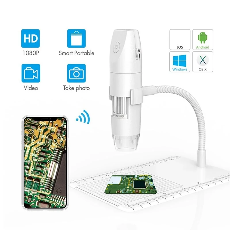 

1000X USB Wireless WIFI Electron Microscope Handheld Digital Magnifier With Fill Light For PCB Jewelry Inspection Promotion