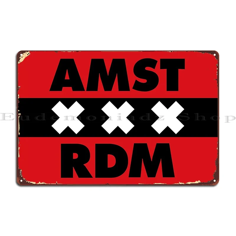 Амстердам andamp Красный флаг 3 Металлический плакат Постер для клуба бара гаража